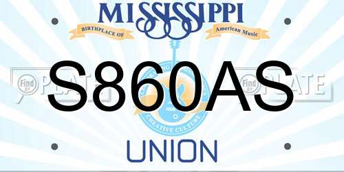 S860AS Mississippi License Plate