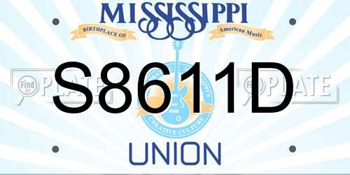 S8611D Mississippi License Plate