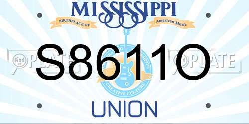 S8611O Mississippi License Plate