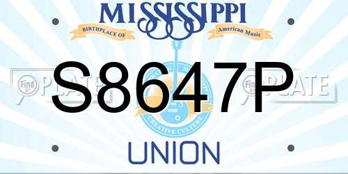 S8647P Mississippi License Plate