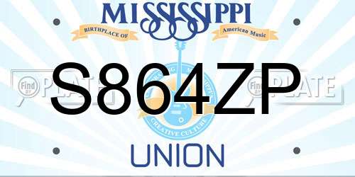 S864ZP Mississippi License Plate