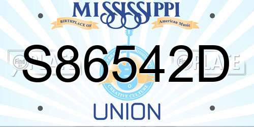 S86542D Mississippi License Plate