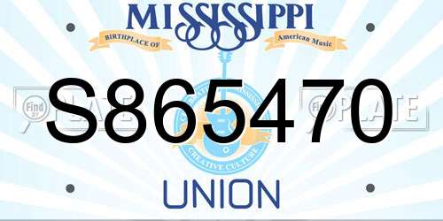 S865470 Mississippi License Plate