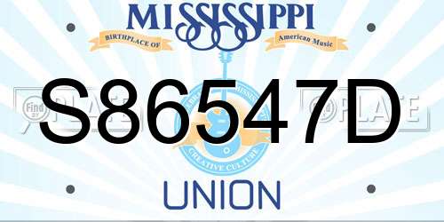 S86547D Mississippi License Plate