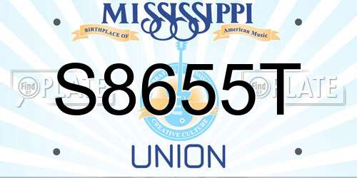 S8655T Mississippi License Plate