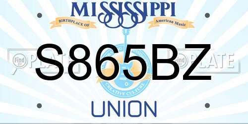 S865BZ Mississippi License Plate