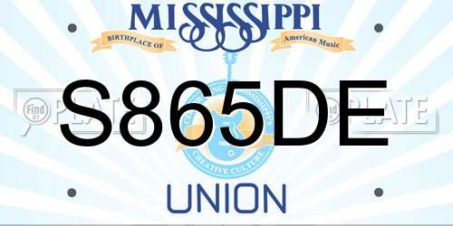 S865DE Mississippi License Plate