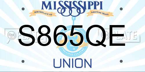 S865QE Mississippi License Plate