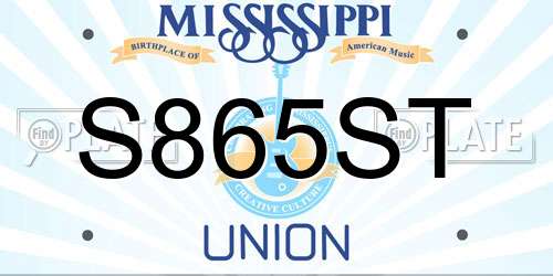 S865ST Mississippi License Plate