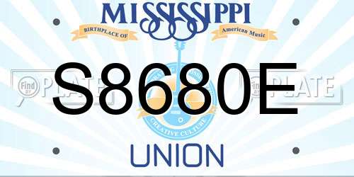 S8680E Mississippi License Plate