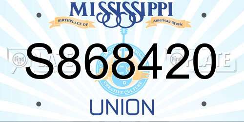 S868420 Mississippi License Plate