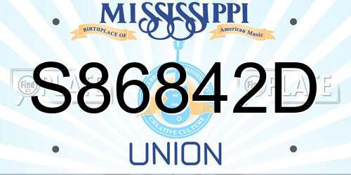 S86842D Mississippi License Plate