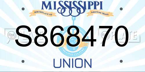 S868470 Mississippi License Plate