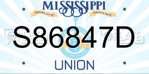 S86847D Mississippi License Plate