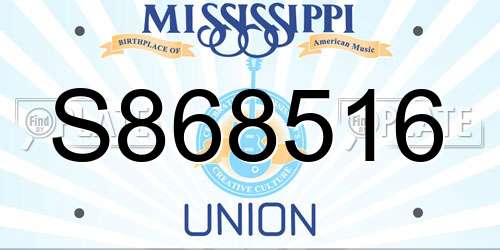 S868516 Mississippi License Plate