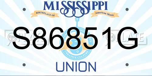 S86851G Mississippi License Plate