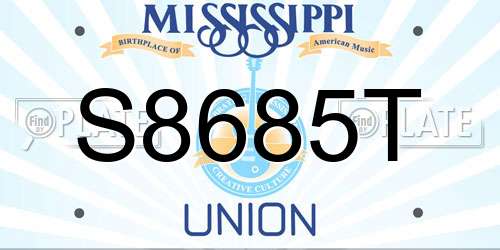 S8685T Mississippi License Plate