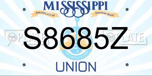 S8685Z Mississippi License Plate
