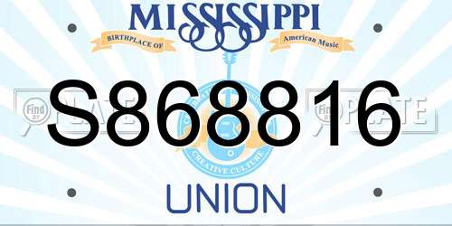 S868816 Mississippi License Plate