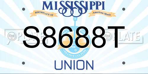 S8688T Mississippi License Plate