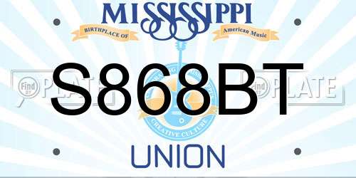 S868BT Mississippi License Plate