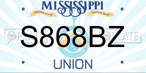 S868BZ Mississippi License Plate