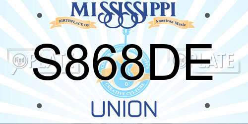 S868DE Mississippi License Plate