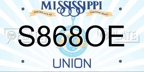 S868OE Mississippi License Plate