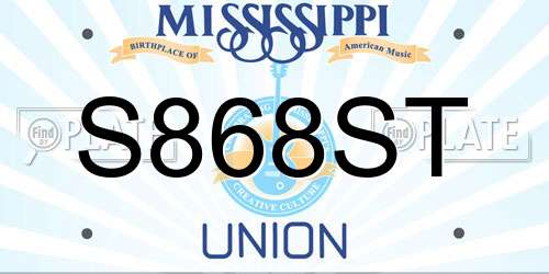 S868ST Mississippi License Plate