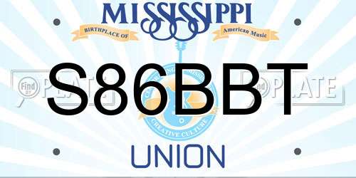 S86BBT Mississippi License Plate