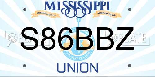 S86BBZ Mississippi License Plate