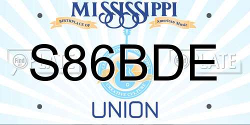 S86BDE Mississippi License Plate