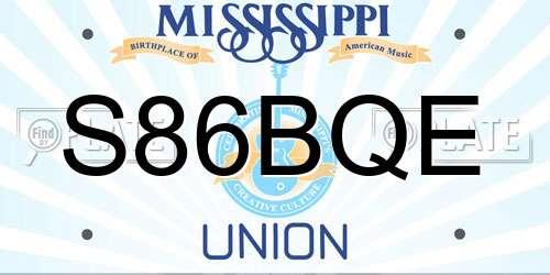 S86BQE Mississippi License Plate