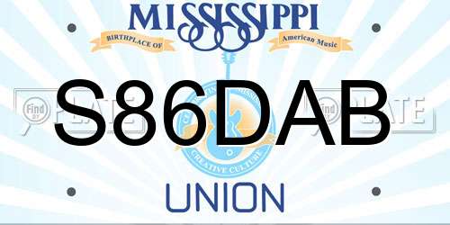 S86DAB Mississippi License Plate