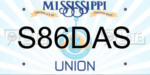 S86DAS Mississippi License Plate