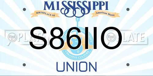 S86IIO Mississippi License Plate