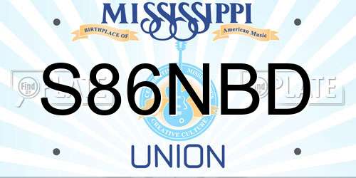 S86NBD Mississippi License Plate