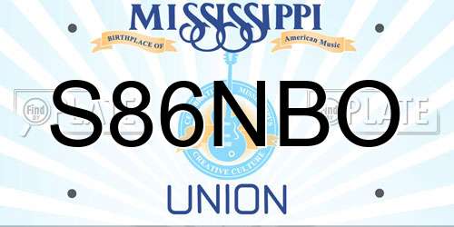 S86NBO Mississippi License Plate