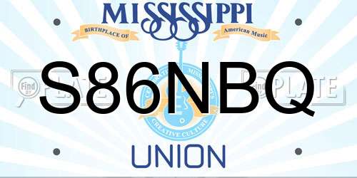 S86NBQ Mississippi License Plate