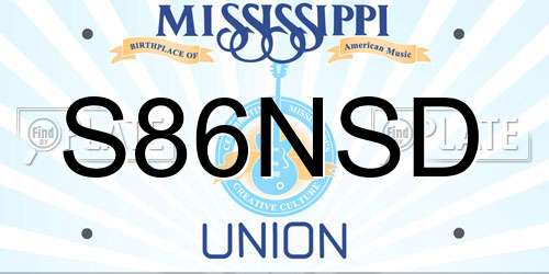 S86NSD Mississippi License Plate