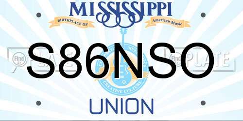 S86NSO Mississippi License Plate