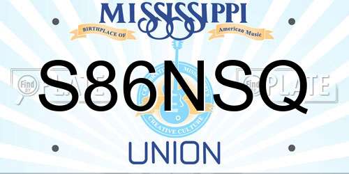 S86NSQ Mississippi License Plate