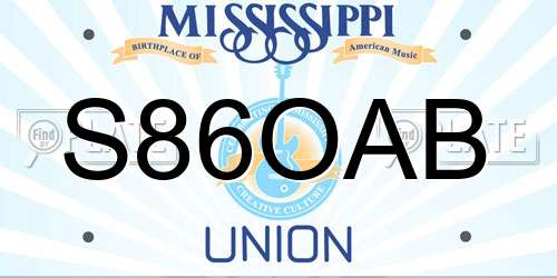 S86OAB Mississippi License Plate