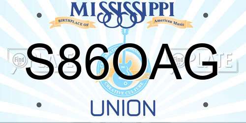 S86OAG Mississippi License Plate