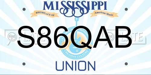 S86QAB Mississippi License Plate