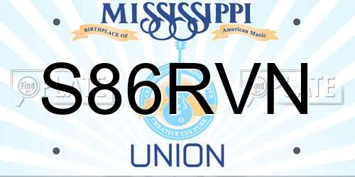 S86RVN Mississippi License Plate