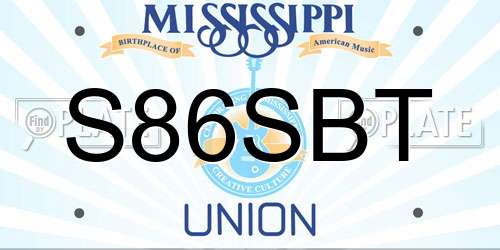 S86SBT Mississippi License Plate