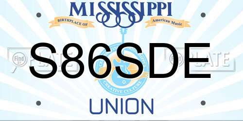 S86SDE Mississippi License Plate