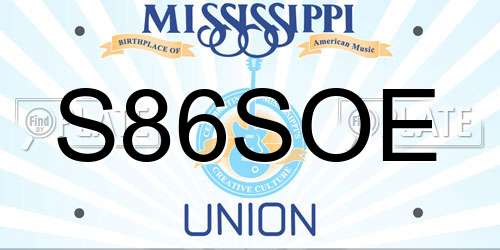 S86SOE Mississippi License Plate