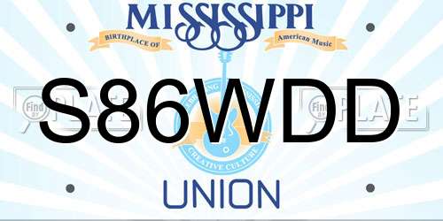 S86WDD Mississippi License Plate